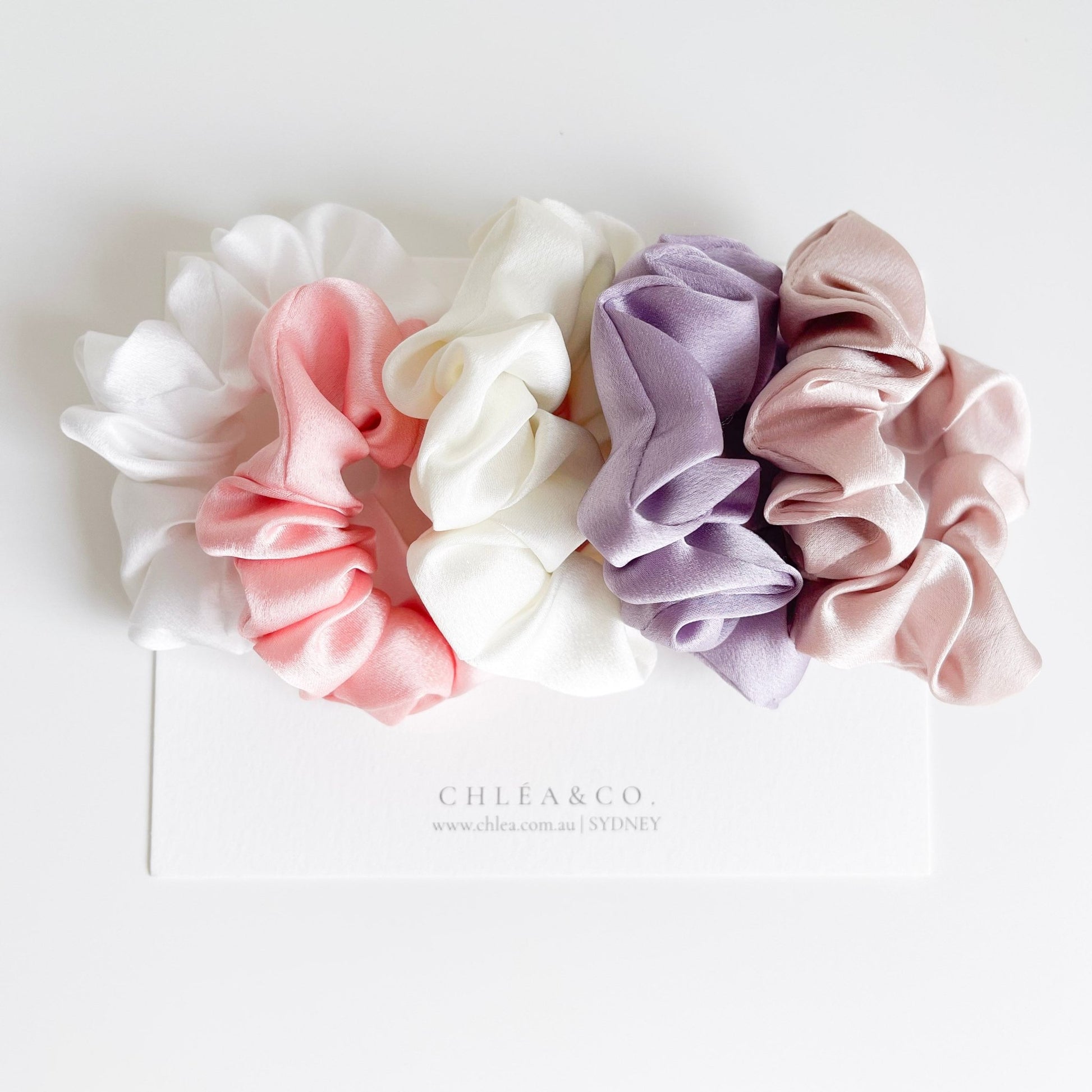 Set of 5 Mini Satin Scrunchies | Sweetheart - Chléa & Co.