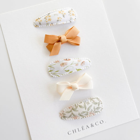 Set of 5 Orange Hair Clips - Chléa & Co.