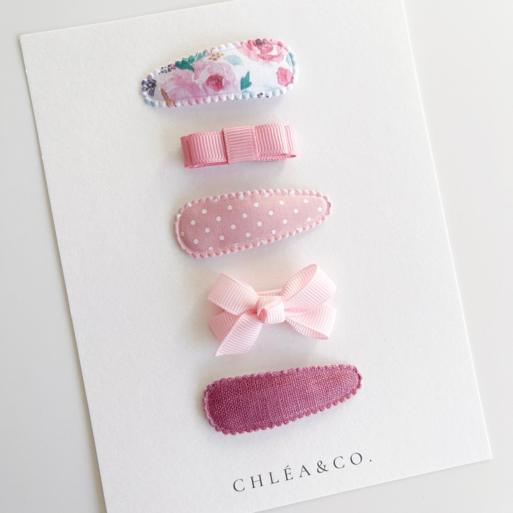 Set of 5 Pink Hair Clips - Chléa & Co.