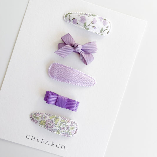 Set of 5 Purple Hair Clips - Chléa & Co.