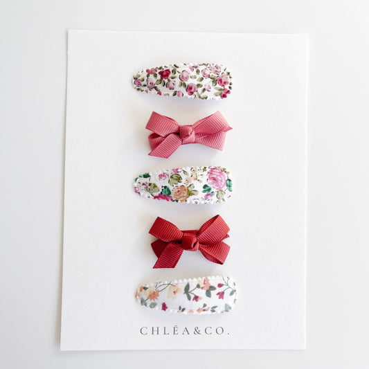 Set of 5 Red Hair Clips - Chléa & Co.