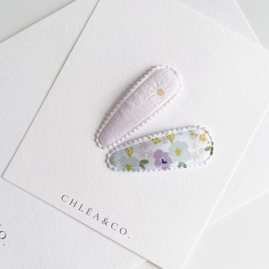 Soft Pink Daisy & Morning Glory Snap Clip - Chléa & Co.