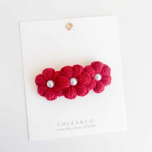 Triple Pearl Daisy Crochet Clip - Chléa & Co.