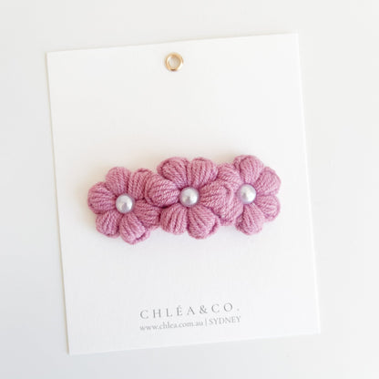 Triple Pearl Daisy Crochet Clip - Chléa & Co.