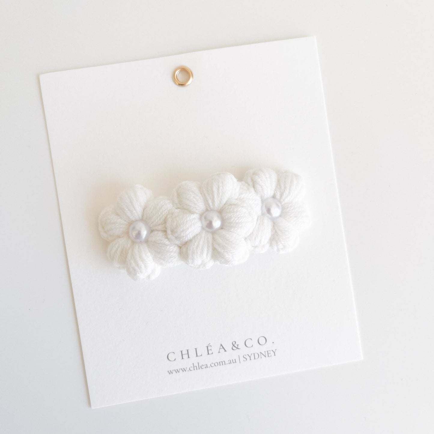 Triple Pearl Daisy Crochet Clip - Chléa & Co.