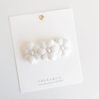 Triple Pearl Daisy Crochet Clip - Chléa & Co.