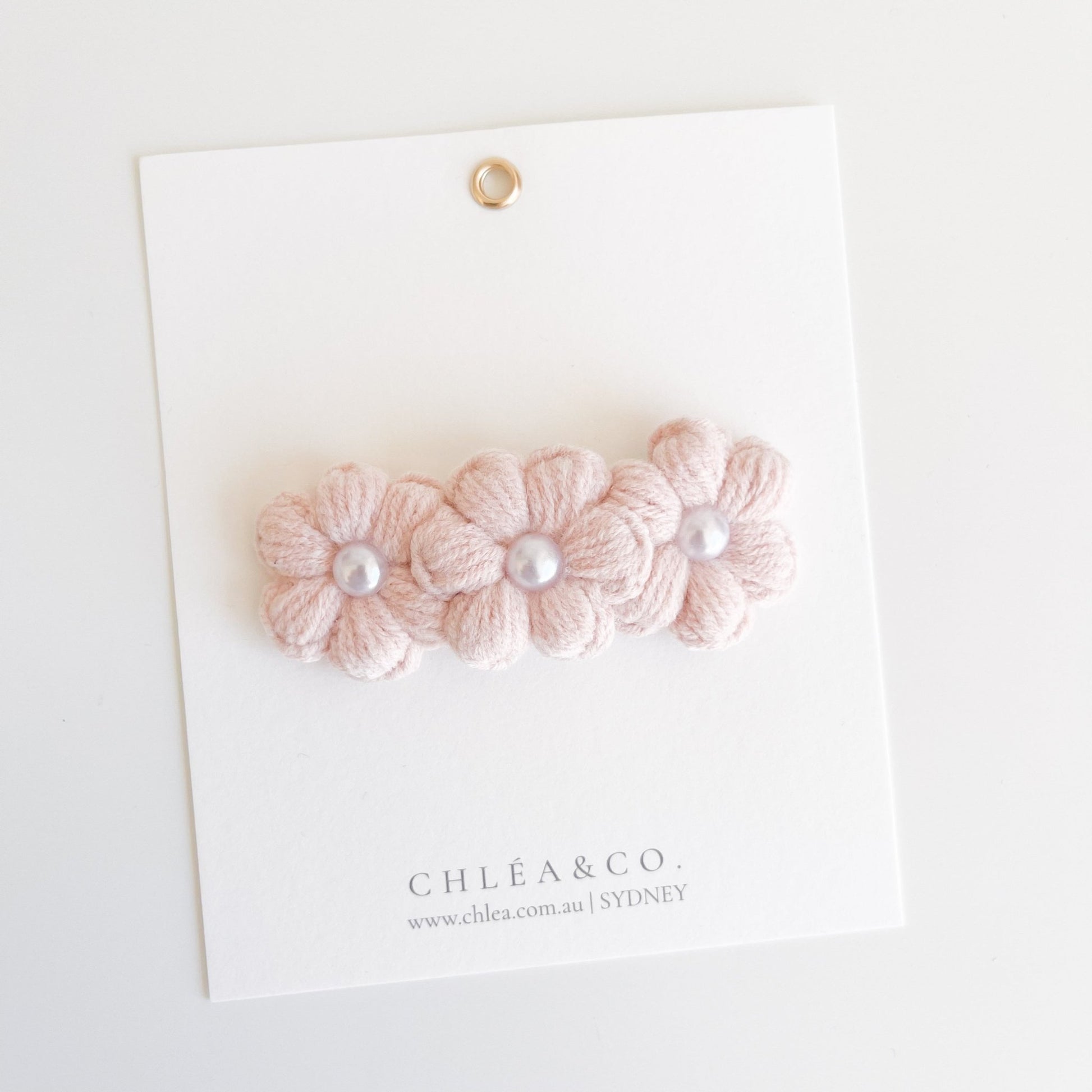 Triple Pearl Daisy Crochet Clip - Chléa & Co.