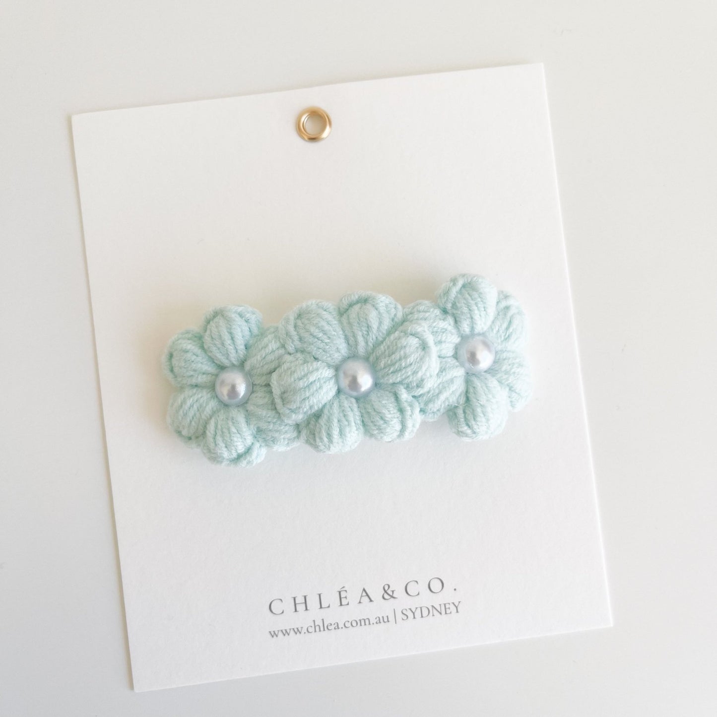 Triple Pearl Daisy Crochet Clip - Chléa & Co.