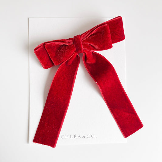 Velvet Long Tail Bow - Chléa & Co.