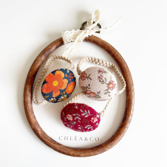 Vintage Fabric Button Hair Ties - Chléa & Co.