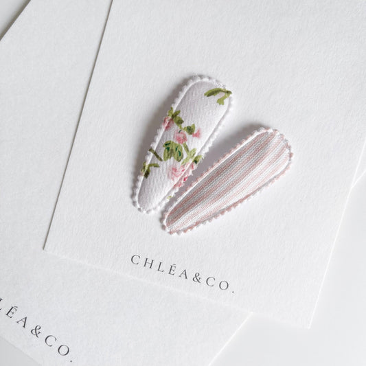 Vintage Rose & Lyla Fabric Covered Snap Clip - Chléa & Co.