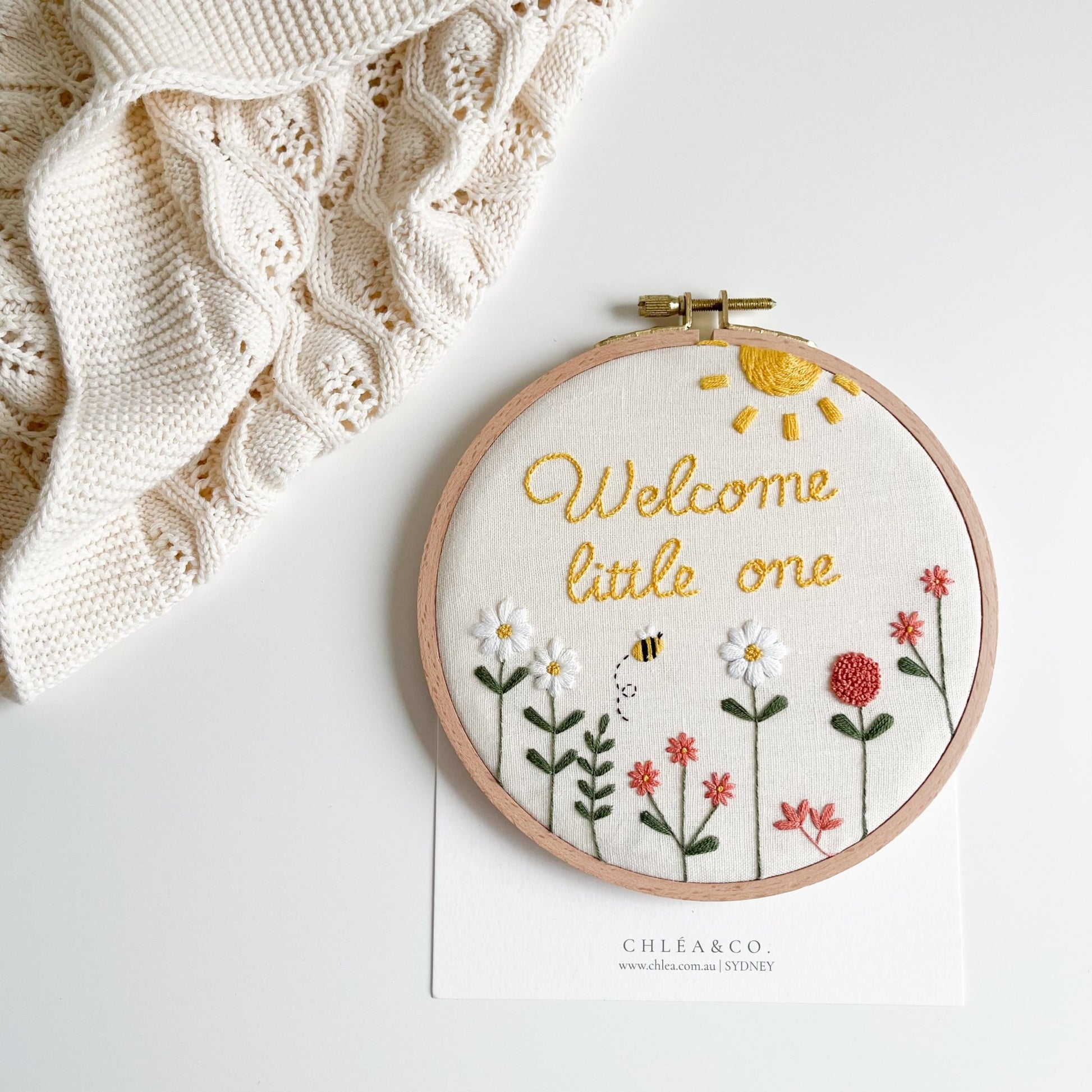 Welcome Little One Embroidered Hoop - Chléa & Co.