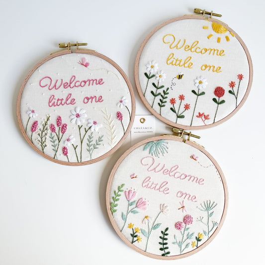 Welcome Little One Embroidered Hoop - Chléa & Co.