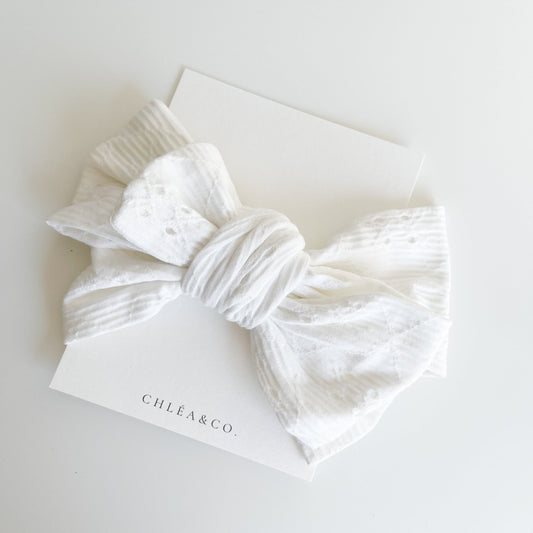 White Oversize Bow Headband - Chléa & Co.