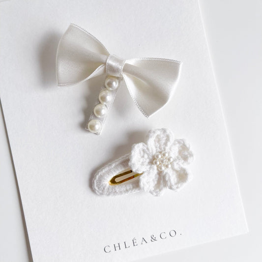 White Pearl Clip Set - Chléa & Co.